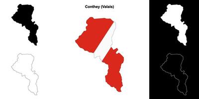 Conthey blank outline map set vector