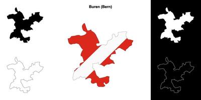 Buren blank outline map set vector