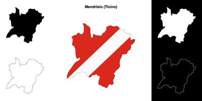 Mendrisio blank outline map set vector
