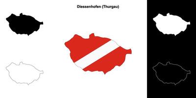 Diessenhofen blank outline map set vector