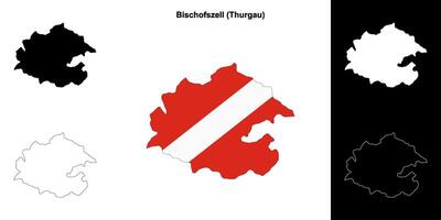 Bischofszell blank outline map set vector