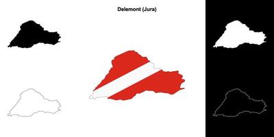Delemont blank outline map set vector