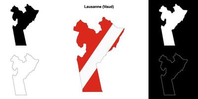 Lausanne blank outline map set vector