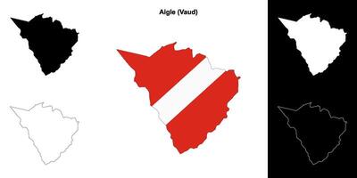 Aigle blank outline map set vector