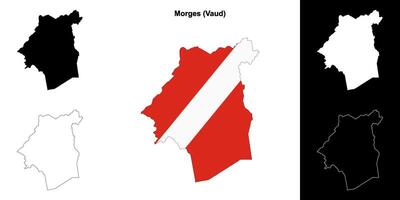 Morges blank outline map set vector