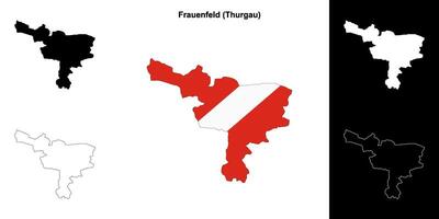 Frauenfeld blank outline map set vector