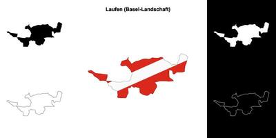 Laufen blank outline map set vector