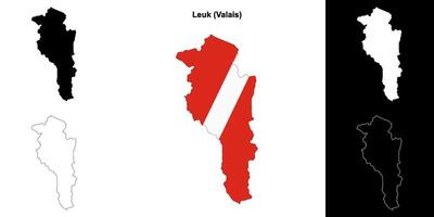 Leuk blank outline map set vector
