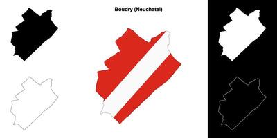 Boudry blank outline map set vector
