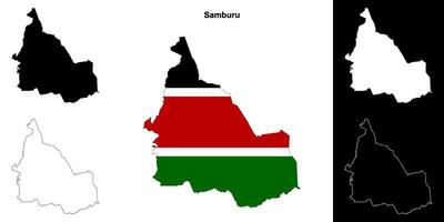 Samburu county outline map set vector