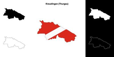 Kreuzlingen blank outline map set vector
