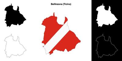 Bellinzona blank outline map set vector