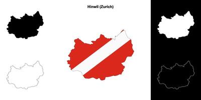 Hinwil blank outline map set vector