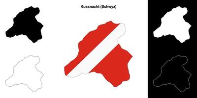 Kussnacht blank outline map set vector
