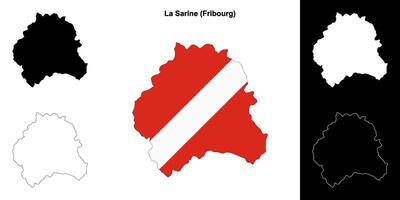 La Sarine blank outline map set vector