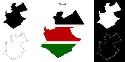 Bomet county outline map set vector