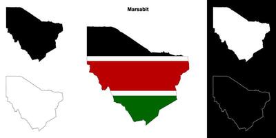 Marsabit county outline map set vector