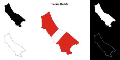 Horgen blank outline map set vector
