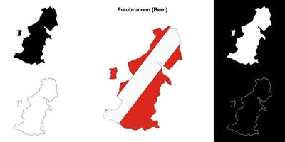Fraubrunnen blank outline map set vector