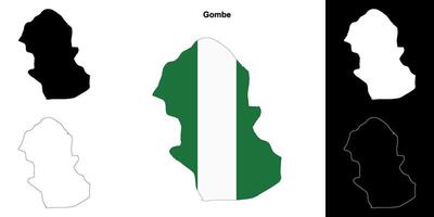 Gombe state outline map set vector