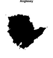 Anglesey blank outline map vector