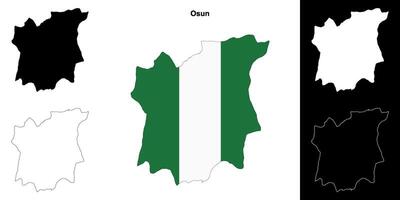 Osun state outline map set vector