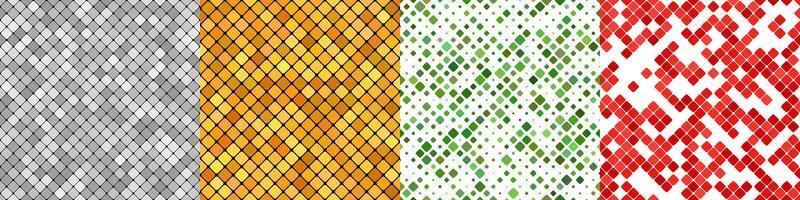 Seamless geometrical diagonal square pattern set vector