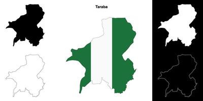 Taraba state outline map set vector