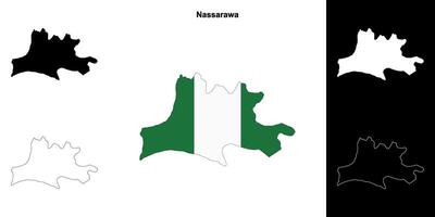 Nassarawa state outline map set vector
