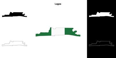 Lagos state outline map set vector