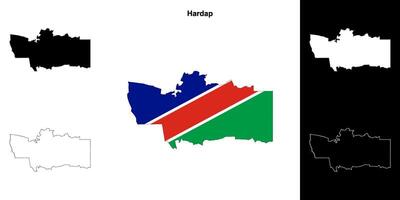Hardap region outline map set vector