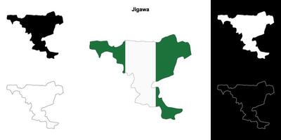 Jigawa state outline map set vector