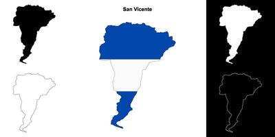 San Vicente department outline map set vector