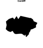 Cardiff blank outline map vector