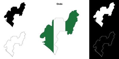 Ondo state outline map set vector