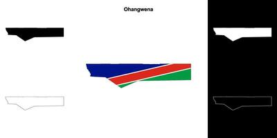 Ohangwena region outline map set vector