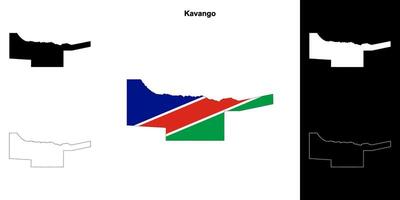 Kavango region outline map set vector