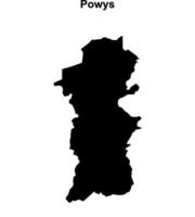 Powys blank outline map vector