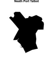 Neath Port Talbot blank outline map vector