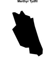 Merthyr Tydfil blank outline map vector