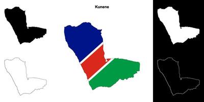 Kunene region outline map set vector
