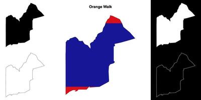 Orange Walk district outline map set vector