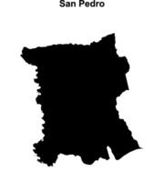 San Pedro department blank outline map vector
