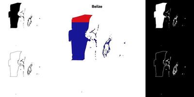 Belize district outline map set vector