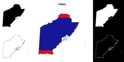 Toledo district outline map set vector