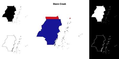 Stann Creek district outline map set vector