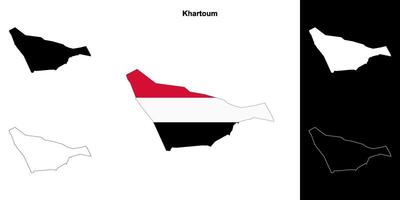 Khartoum state outline map set vector