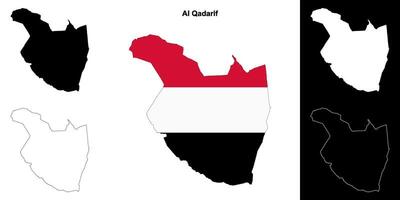 Al Qadarif state outline map set vector