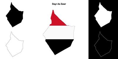 Dayr Az Zawr governorate outline map set vector