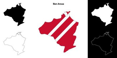 Ben Arous governorate outline map set vector